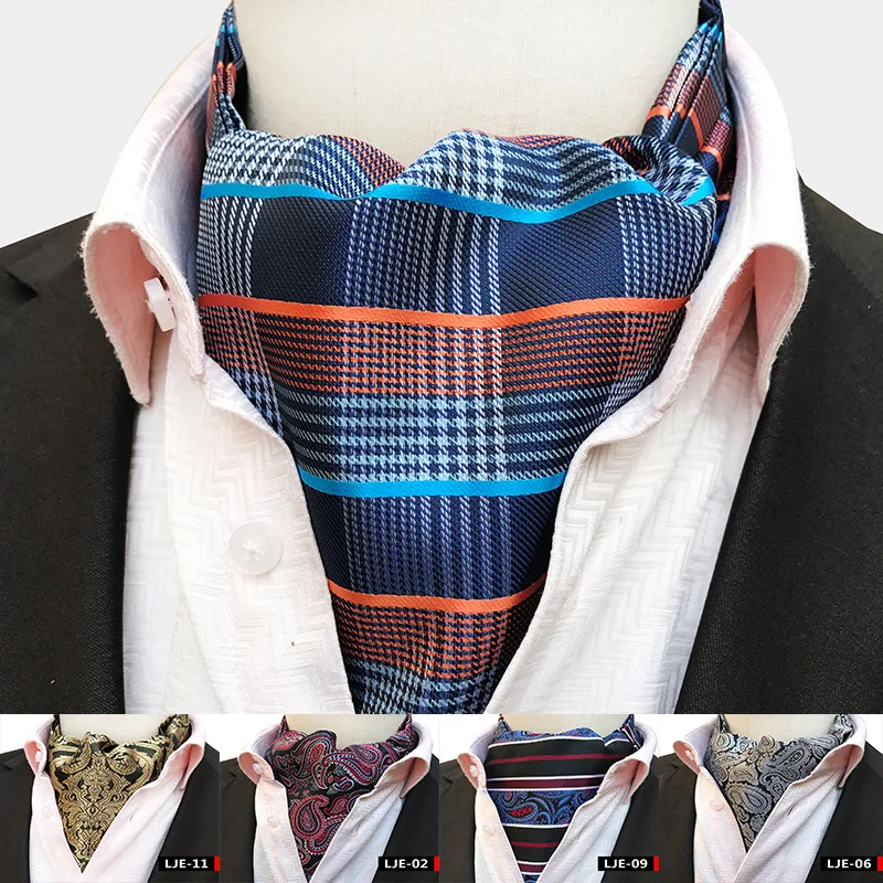 

Роскошные мужские галстуки в клетку с пейсли однотонные в горошек свадебные галстуки в стиле Аскот Классический шелковый галстук в британс...