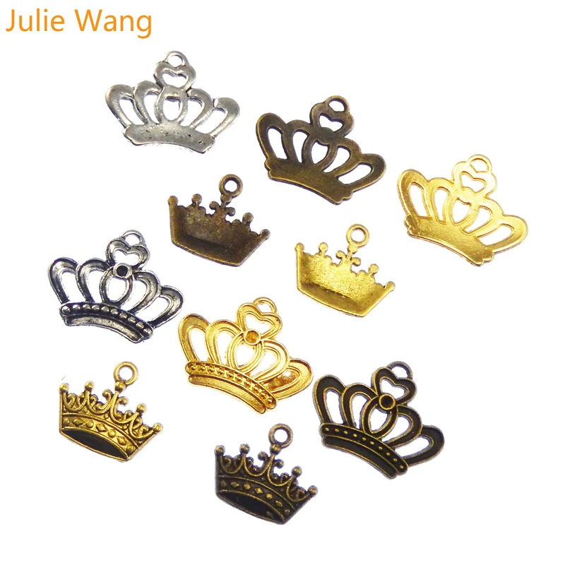 Julie Wang 12PCS Mixed Crown Charms Alloy Necklace Bracelet Pendant Jewelry Making Earring Handcrafts Finding DIY Accessory | Украшения и