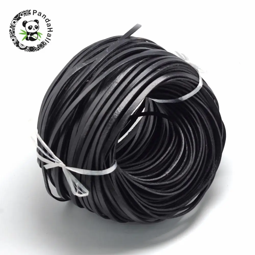 

5x2mm Black Leather Cords Jewelry Making Findings about 100yards/bundle