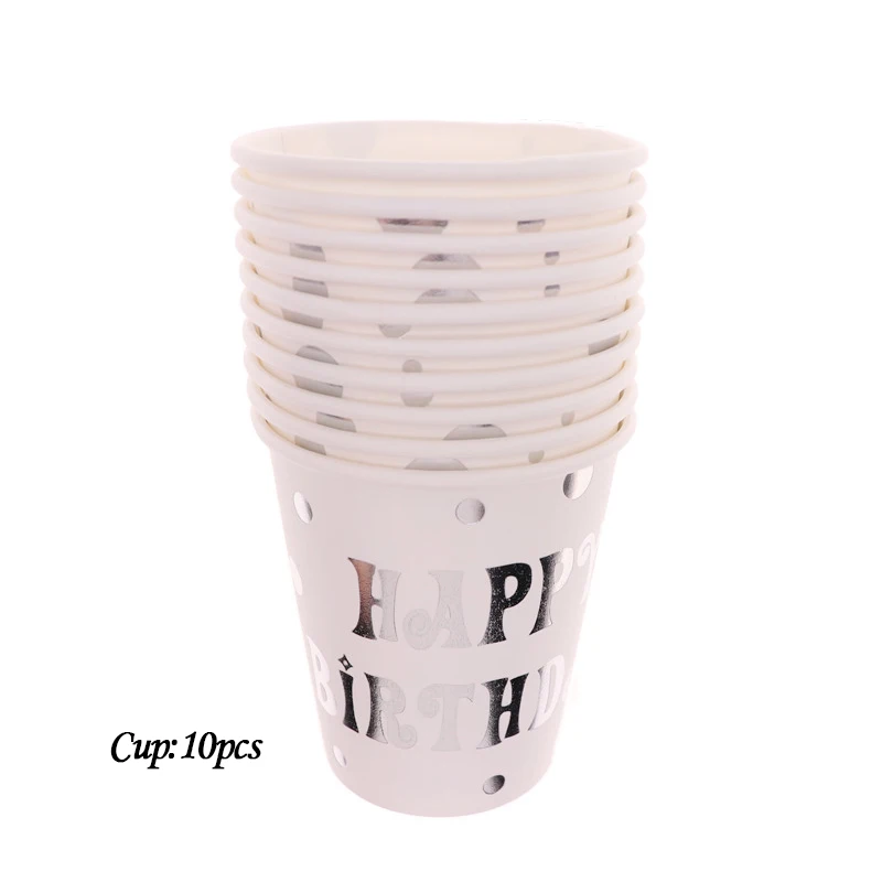 Cup10pcs 10 шт./лот, цветная Золотая фольга, тарелка, чашка, тема, день рождения, праздничная бумажная посуда, декоративные принадлежности для детского душа - Color: Cup10pcs