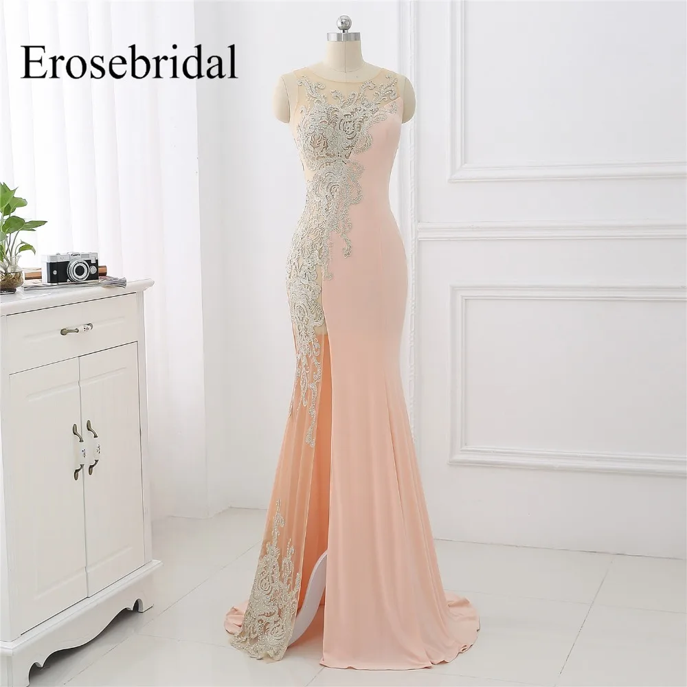 Женское платье Русалочка Erosebridal длинное кружевное с коротким шлейфом 2019|Вечерние