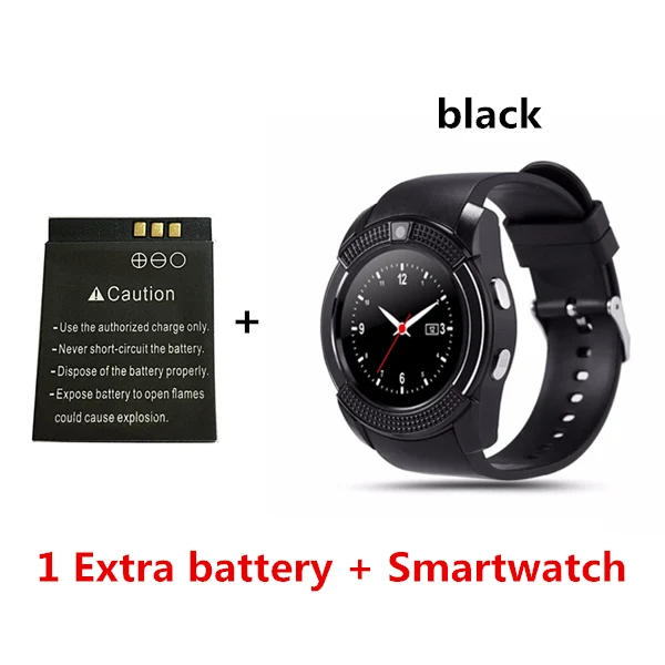 add one battery V8 Смарт-часы Bluetooth умные часы с сенсорным экраном наручные часы с камерой/слотом для sim-карты, водонепроницаемые Смарт-часы DZ09 X6 VS M2 A1 - Цвет: add one battery