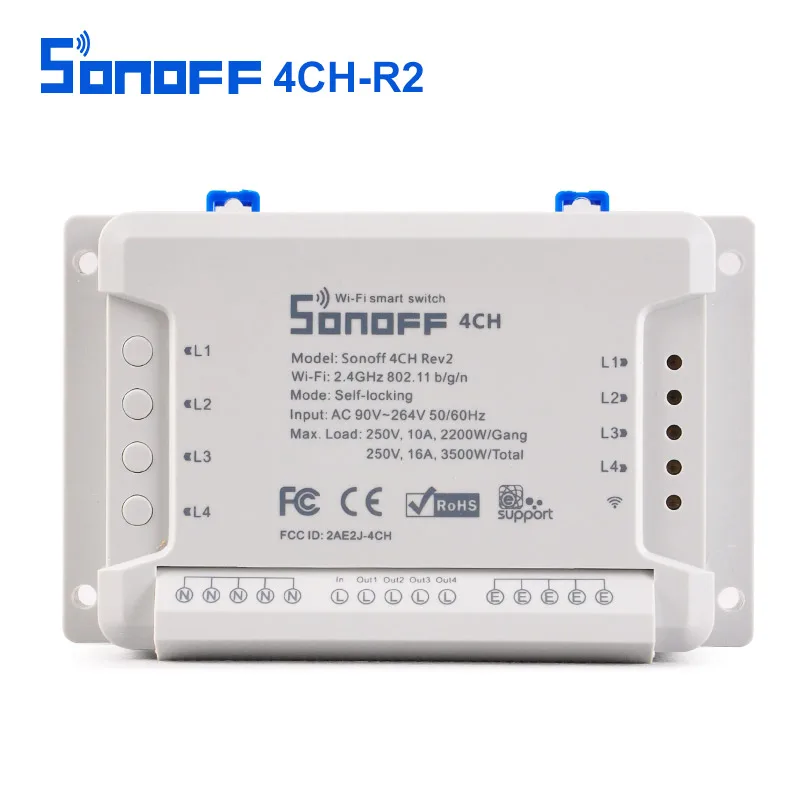 Умный выключатель Sonoff 4CH R2 4 канала Wi-Fi дистанционное управление умный для бытовой