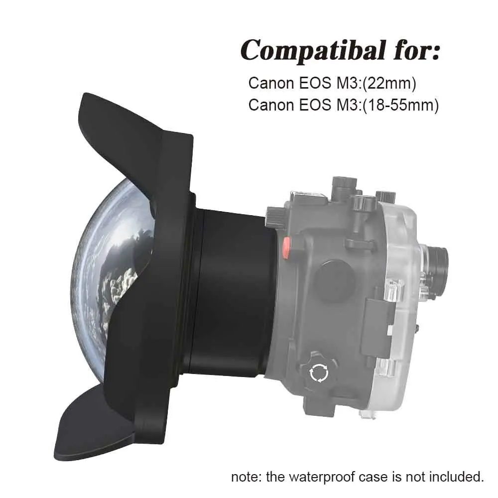 Объектив камеры для Canon EOS M3 22 мм 18 55 M5/M6 широкоугольный купольный порт подводной