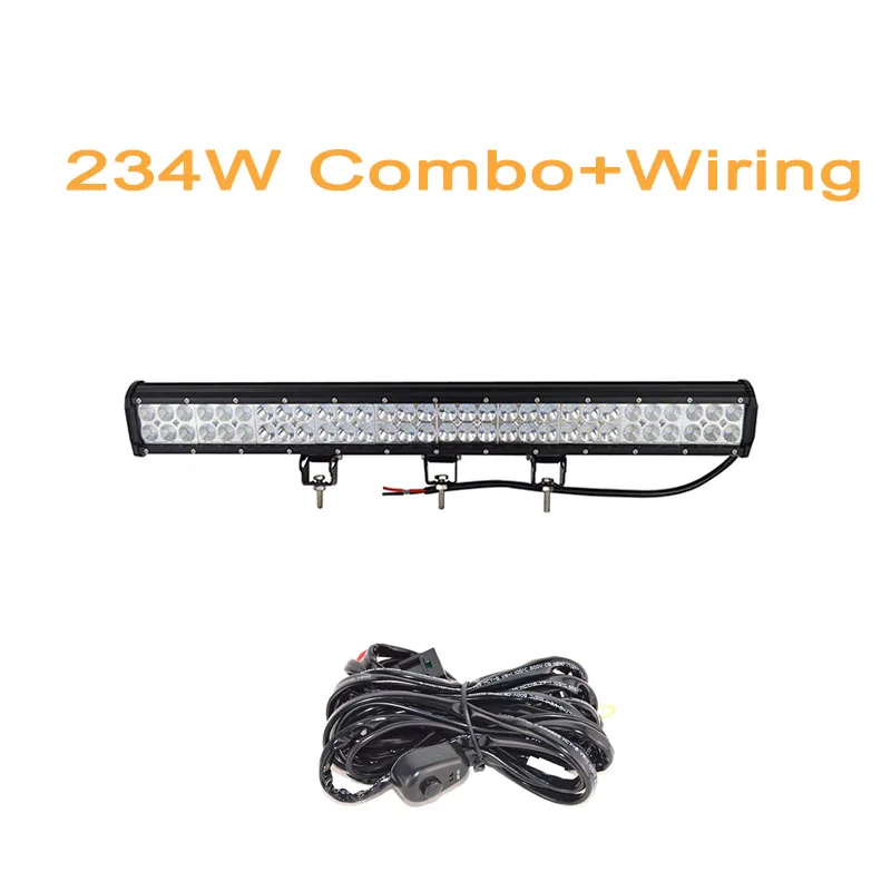 234w with wire kit 4 7, 12, 15, 18, 20, 22, 25 28 36-44 дюйма светодиодный светильник бар светодиодный рабочий светильник внедорожнике 4WD седельный тягач лодка 4x4 ATV внедорожник 12V 24V - Цвет: 234w with wire kit