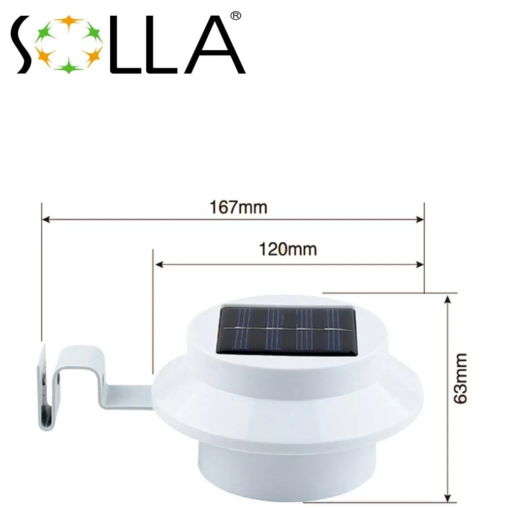 2016 Горячий Белый Солнечной Энергии 3 LED Забор Раковина освещения Открытый Сад