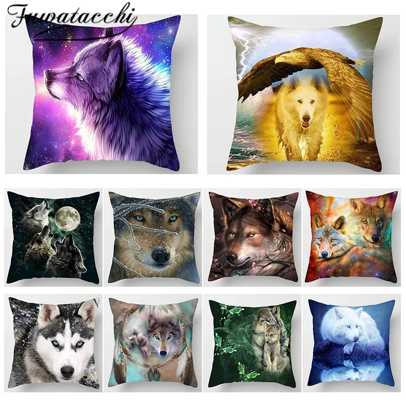 Чехол для подушки Fuwatacchi с 3D рисунком животных украшение дикой собаки волка лисы