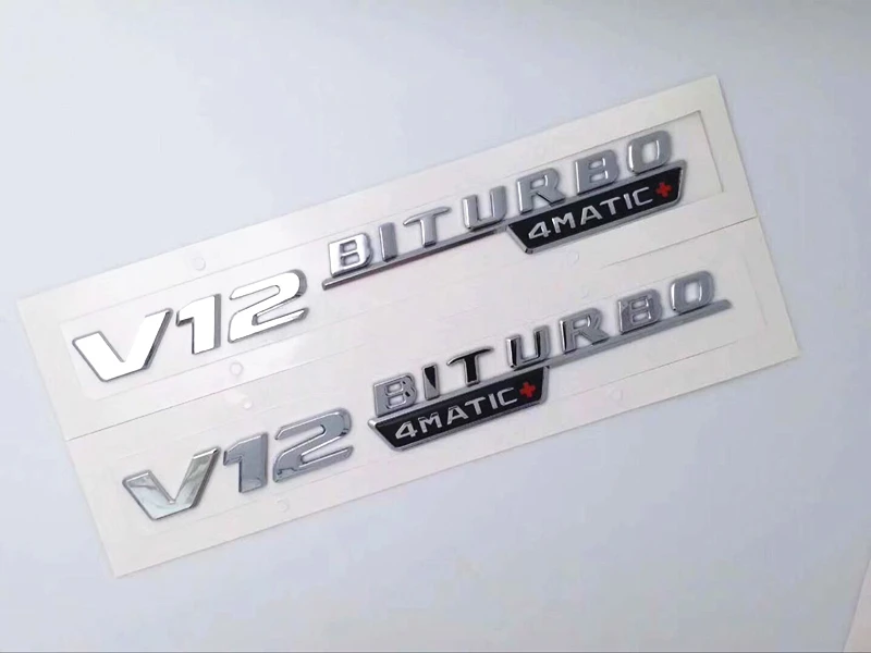 3D наклейки для автомобиля хром &quotV12 BITURBO 4matic&quot буквы эмблемы подходит Benz 2