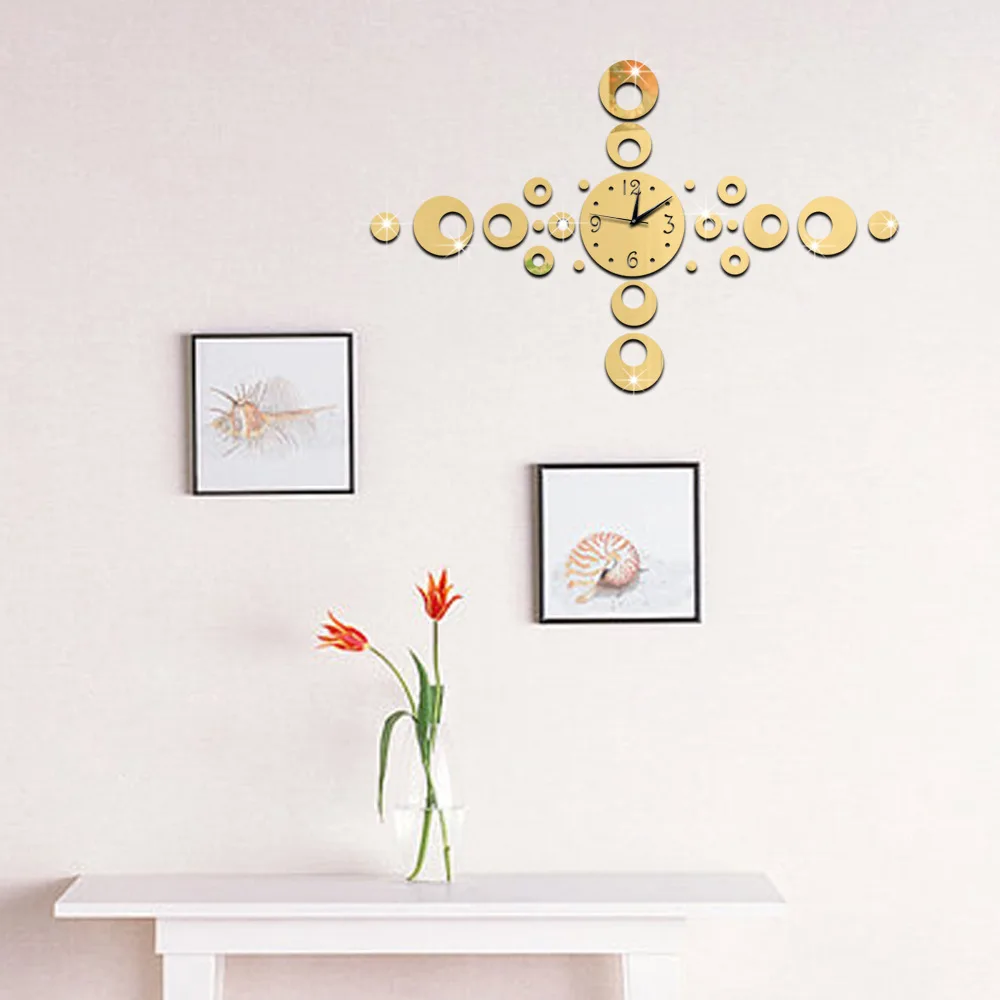 Digital Circle Mute Decorative mirror wall clock Waterproof Environmental protection bedroom Children's room foreign trade | Дом и сад