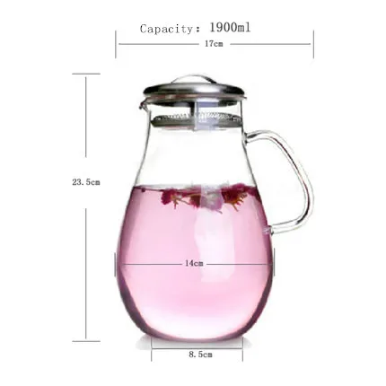 Высокотемпературный стеклянный чайник 2000 мл может быть прямым холодным горением