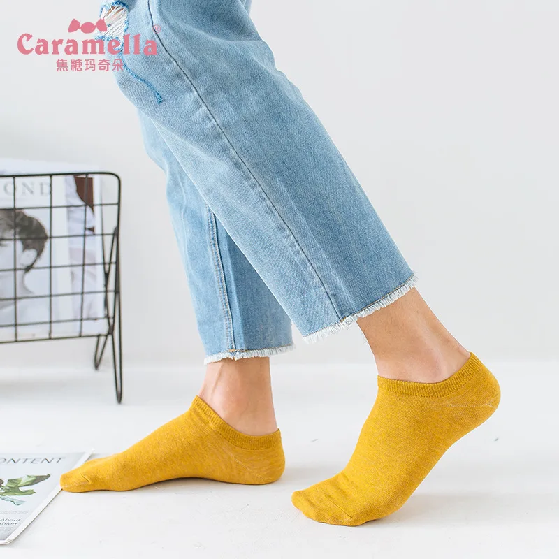 Caramella мужские носки 12 пар/лот однотонные хлопковые короткие летние для