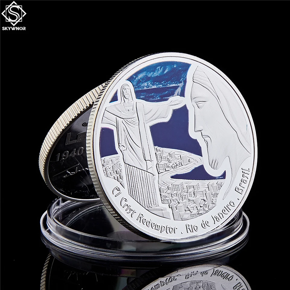 

Brazil Rio Landmark Jesus Christianity Commemorative South America Lucky Silver Souvenir Coin