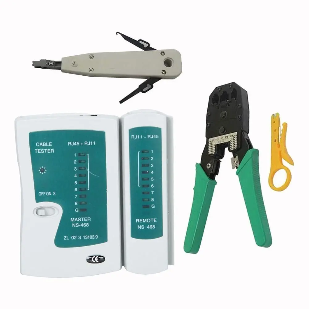 Новый сетевой набор инструментов Rj45 Rj11 Cat5 тестер кабелей обжимной LAN +