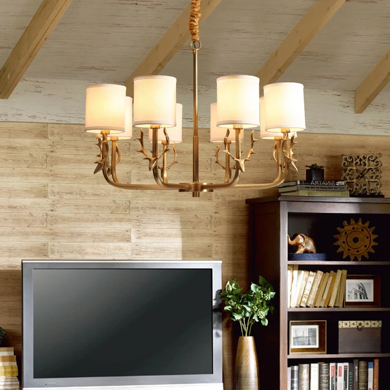 Светодиодная люстра-украшение из меди креативная лампа с головой оленя в