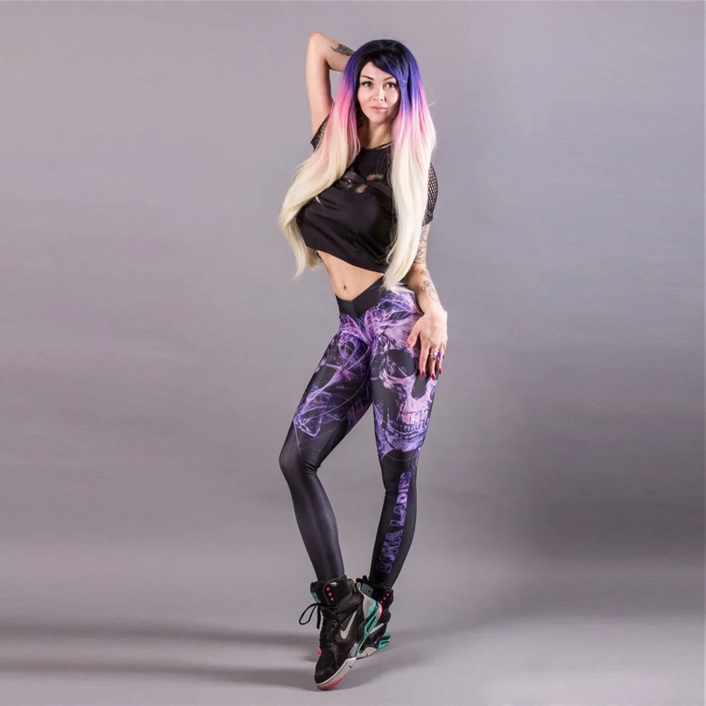 Черные спортивные Леггинсы для фитнеса с цветочным принтом модные Легинсы из