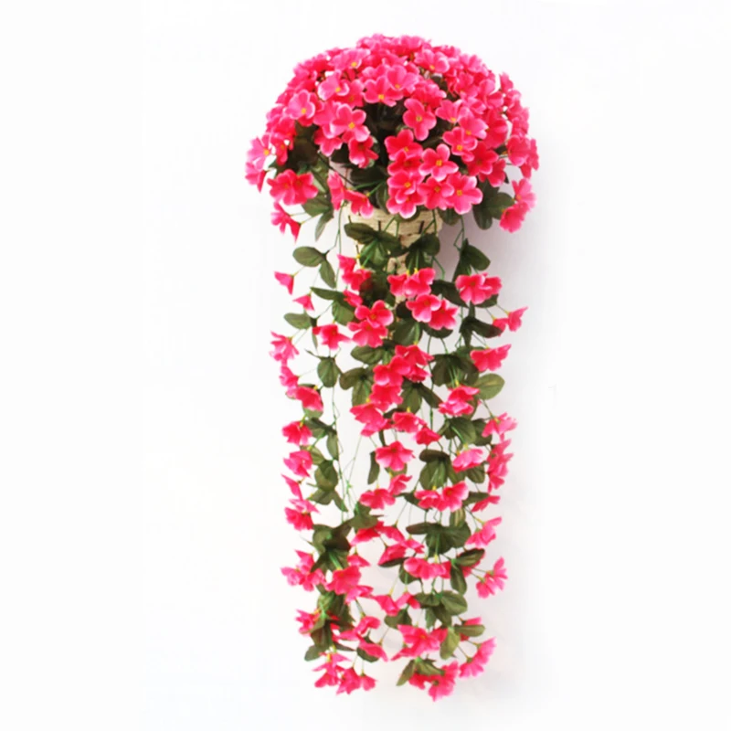 Rose red Фиолетовый Искусственный цветок украшение имитация настенная подвесная Корзина цветок Орхидея, цветы из шелка лоза - Цвет: Rose red
