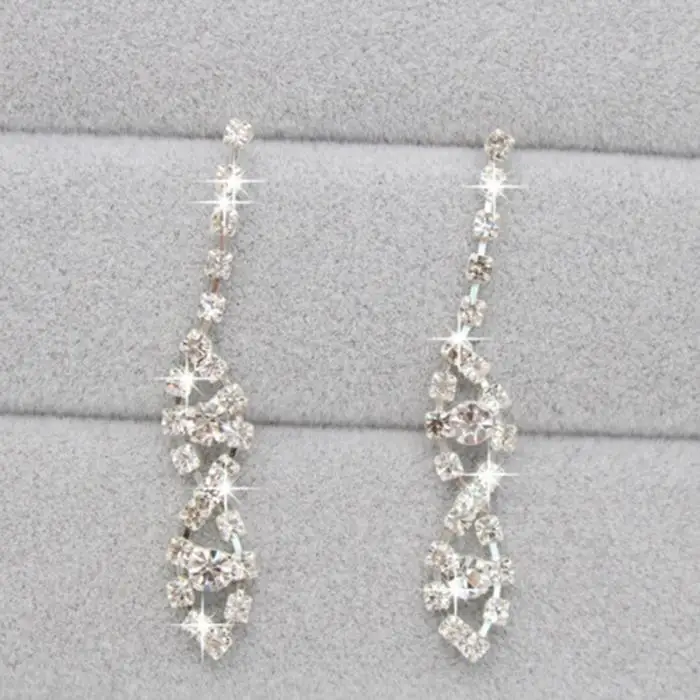 Свадебный комплект ювелирных изделий для невесты с кристаллами и витым ожерельем+ Висячие серьги вечерние CX17