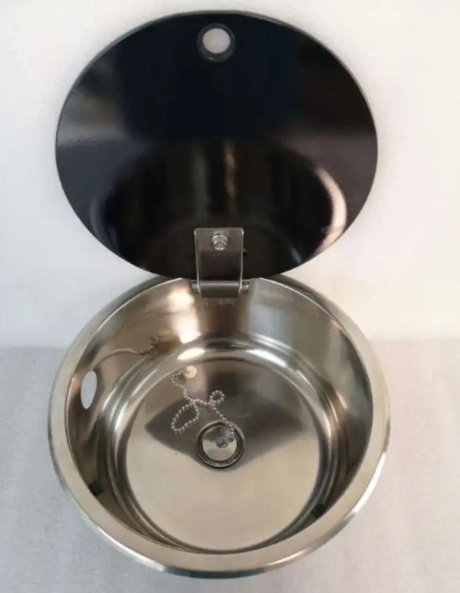 Without Faucet Лодка Караван RV раковина из нержавеющей стали с крышкой из закаленного стекла ф300*130 мм GR-532C - Цвет: Without Faucet