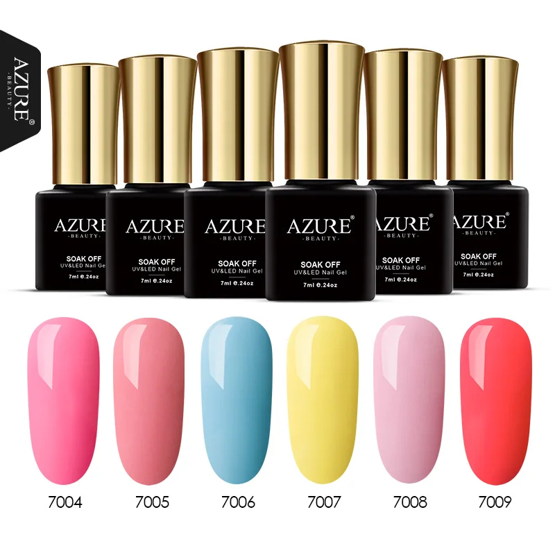 Лазурная красота 6 шт./партия Блестящий цветной УФ гель для ногтей Полупостоянный