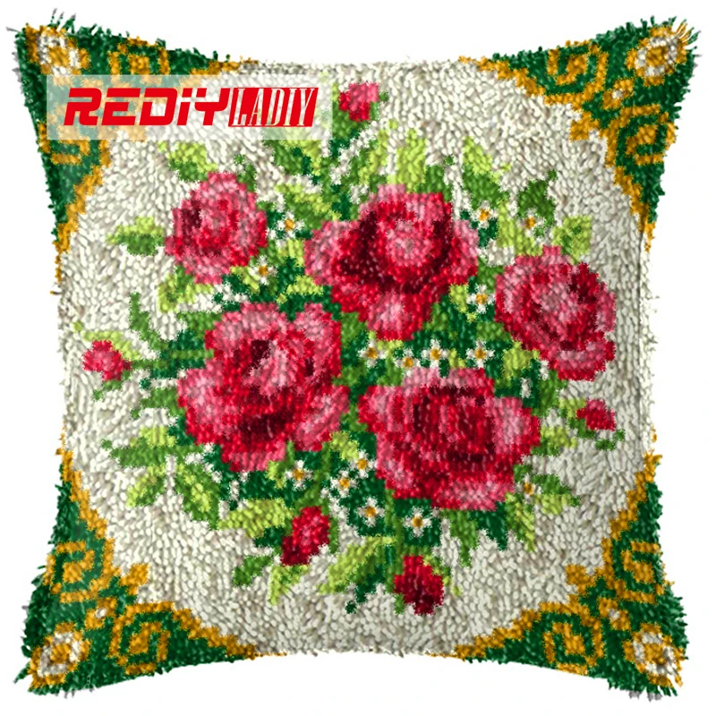 LADIY крюк с защелкой пряжа для подушек вышивания Чехлы цветы розы Подушка Чехол