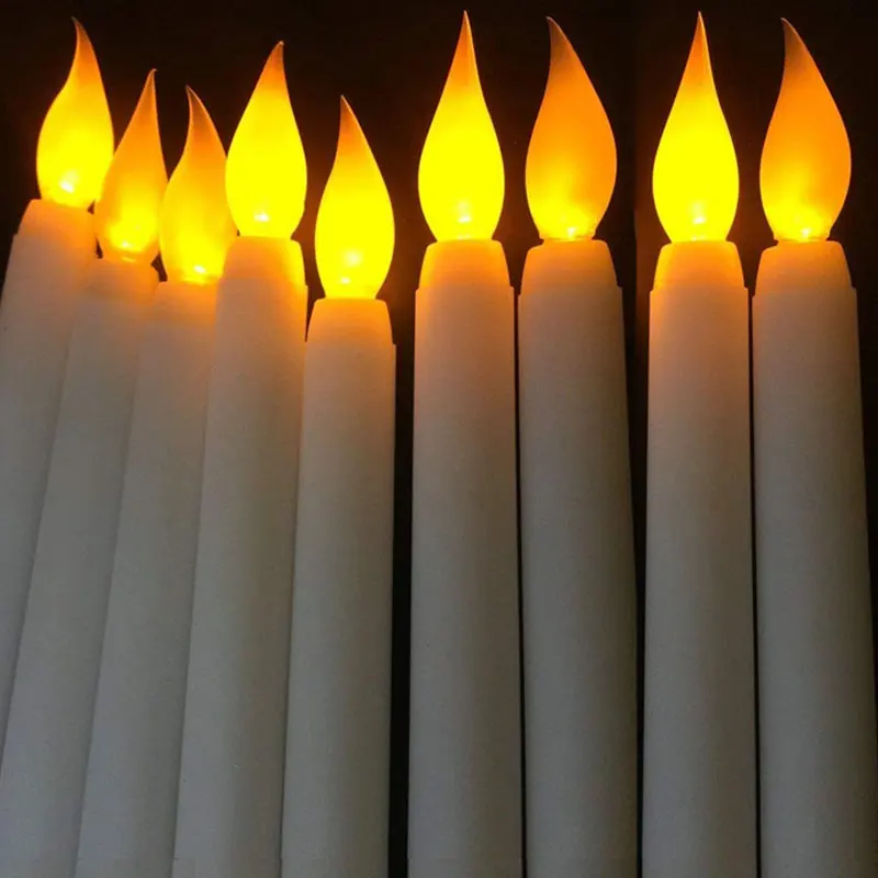 Упаковка из 4 пультов дистанционного управления или без пульта дистанционного управления желтыми световыми пластиковыми конусными свечами, не обработанный воском материал 28 см дистанционные беспламенные Свечи