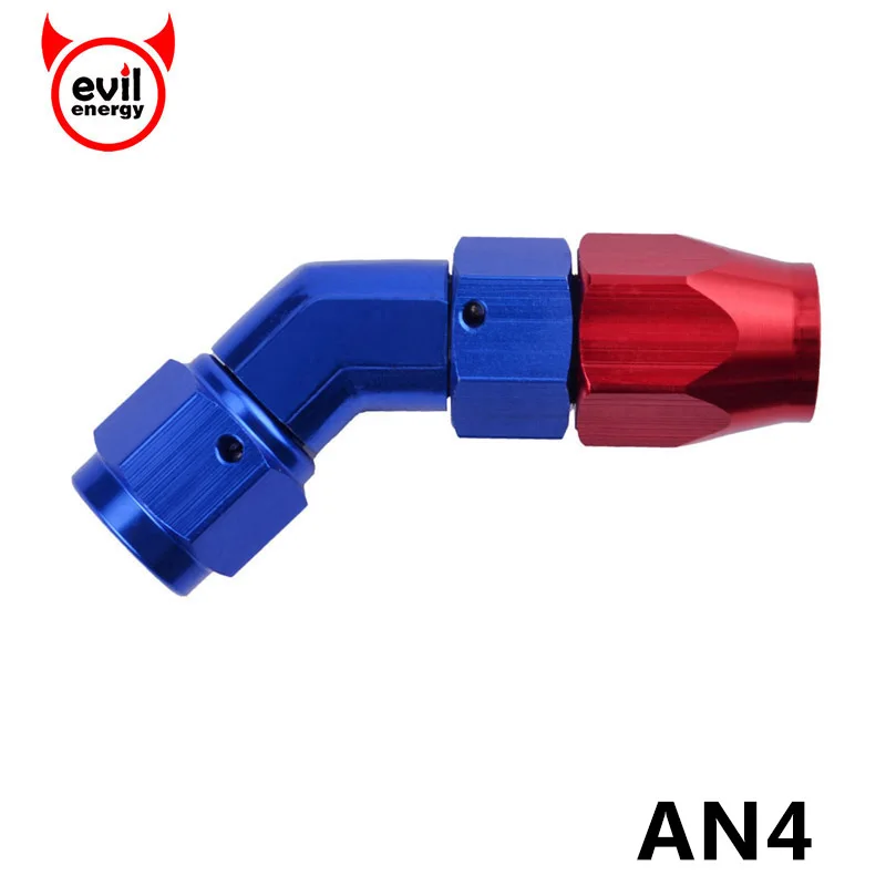 

4 масляных фитинга evil energy, 45 градусов, алюминиевый фитинг, усиленный конец шланга, адаптер для топливной линии, масляный охладитель, фитинги ...