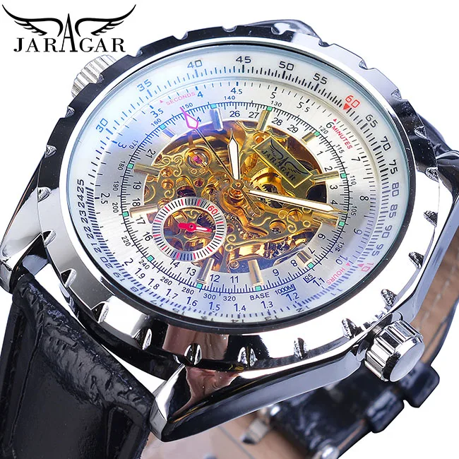 GMT1151-3 Jaragar Мужские автоматические часы серебристо-белые мужские механические часы со стальным ремешком, аналоговые спортивные армейские военные наручные часы - Цвет: GMT1151-3