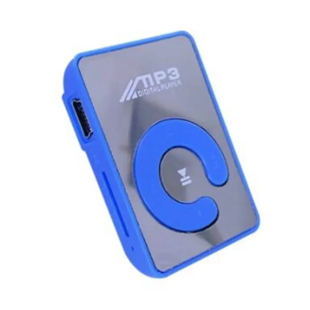 Мини-зеркальный клип MP3 плеер Портативный модный спортивный USB цифровой музыкальный плеер Micro SD TF карта медиаплеер - Цвет: Синий