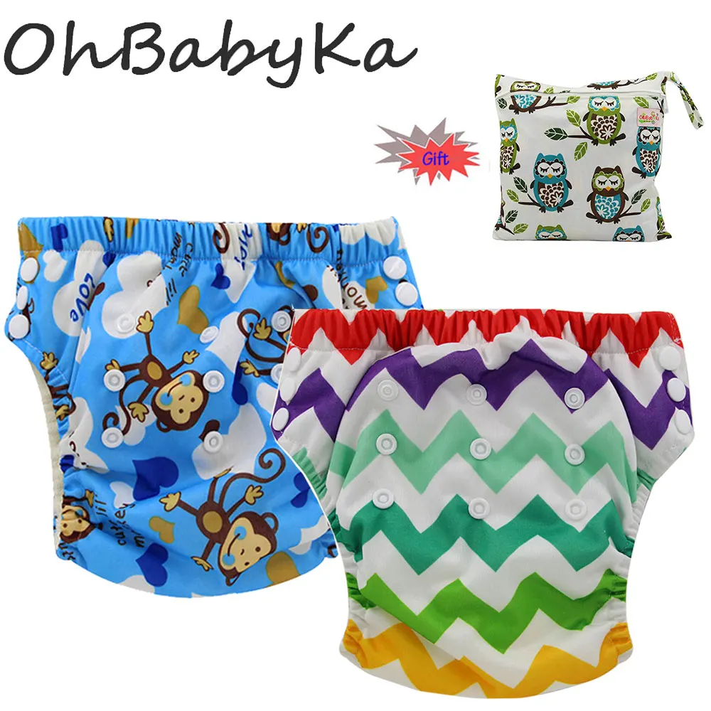 Ohbabyka/2 шт.; тренировочные брюки одного размера для мальчиков и девочек; детские спортивные брюки; впитывающие подгузники для малышей; 1 сумка для подгузников