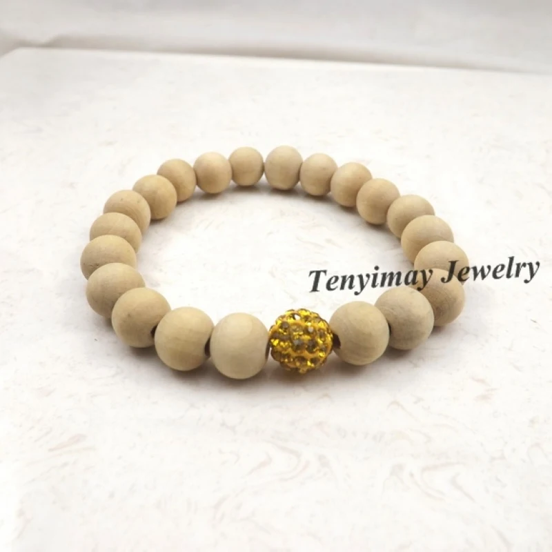 

Gold Crystal Bracelet Original 10mm Wooden Beaded Bracelet For Promotion 20pcs/lot Free Shipping