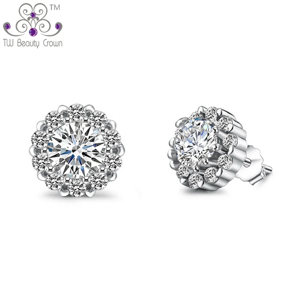 

Серьги-гвоздики женские из серебра 925 пробы с фианитом