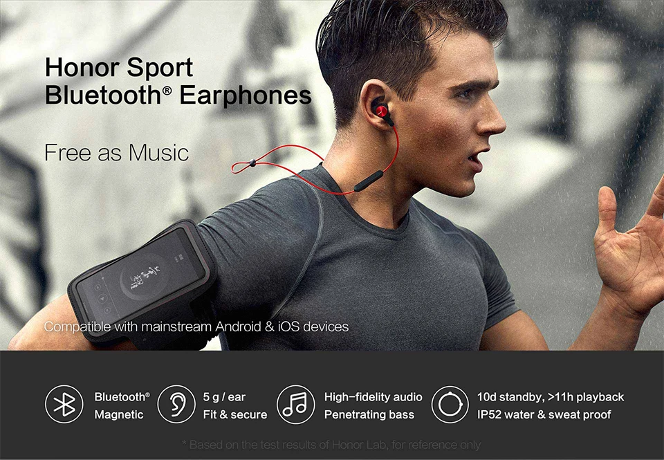 Huawei Honor xSport Bluetooth гарнитура AM61 IPX5 Водонепроницаемый BT4.1 Музыкальный Микрофон управление беспроводные наушники для Android IOS D5