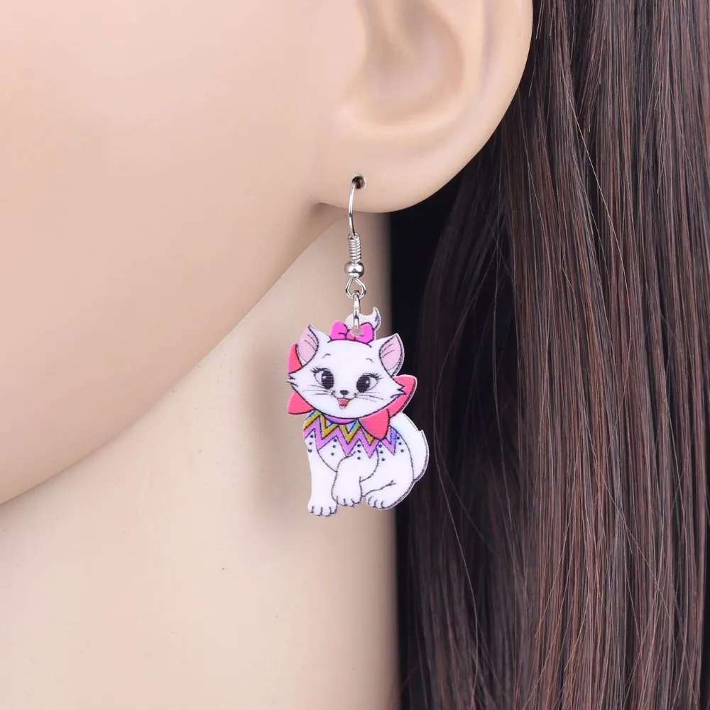 

Bonsny Acrylic Stud Smile Cat Earrings Drop Dangle Big Long Novelty Cartoon Animal Jewelry For Girls Women Pet Lovers Gift Party