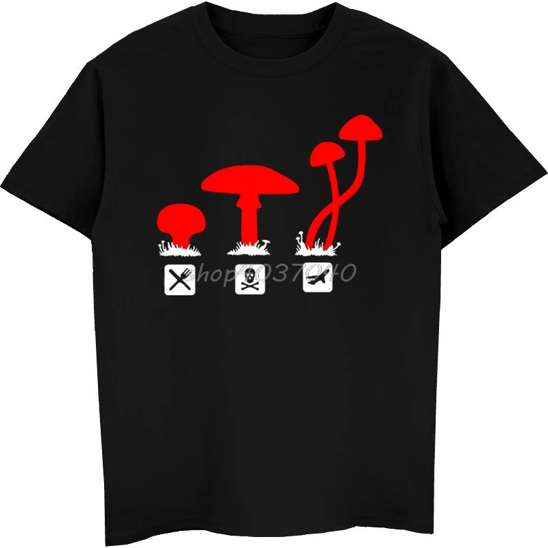 Грибы футболка с психоделическим принтом забавная Мужская коротким рукавом