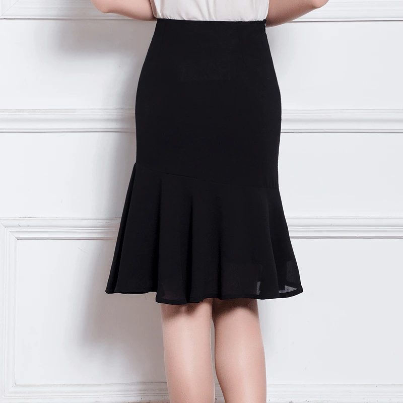Women Summer Casual Plus Size 3XS-10XL Short Fishtail Skirt Ladies Fashion Knee Length Bodycon High Waist Chiffon Mermaid Skirts | Женская