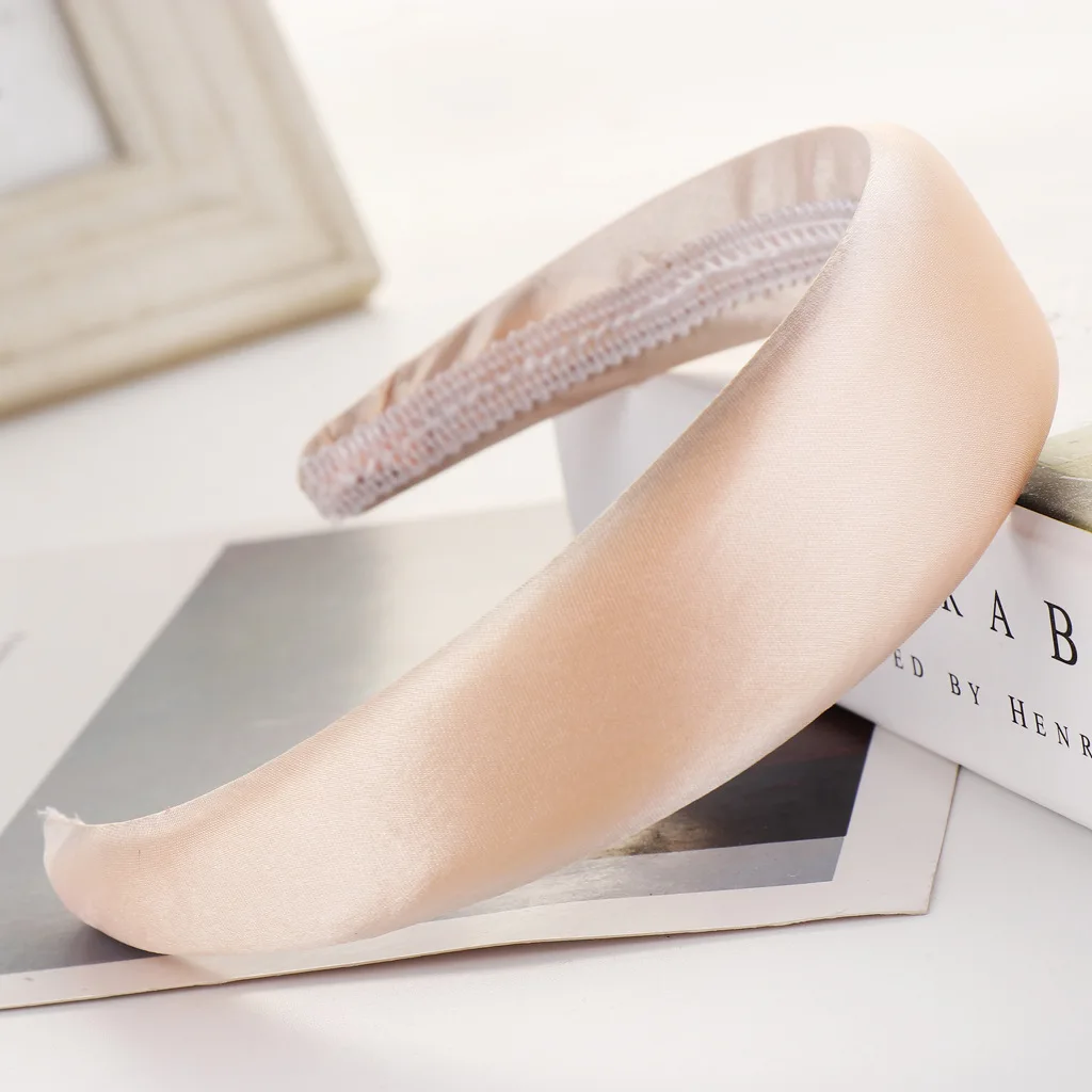 Женская модная губка для волос аксессуары сладкие девочки ободки 10 цветов головные уборы чистого цвета атласные ободки широкие головные обручи.