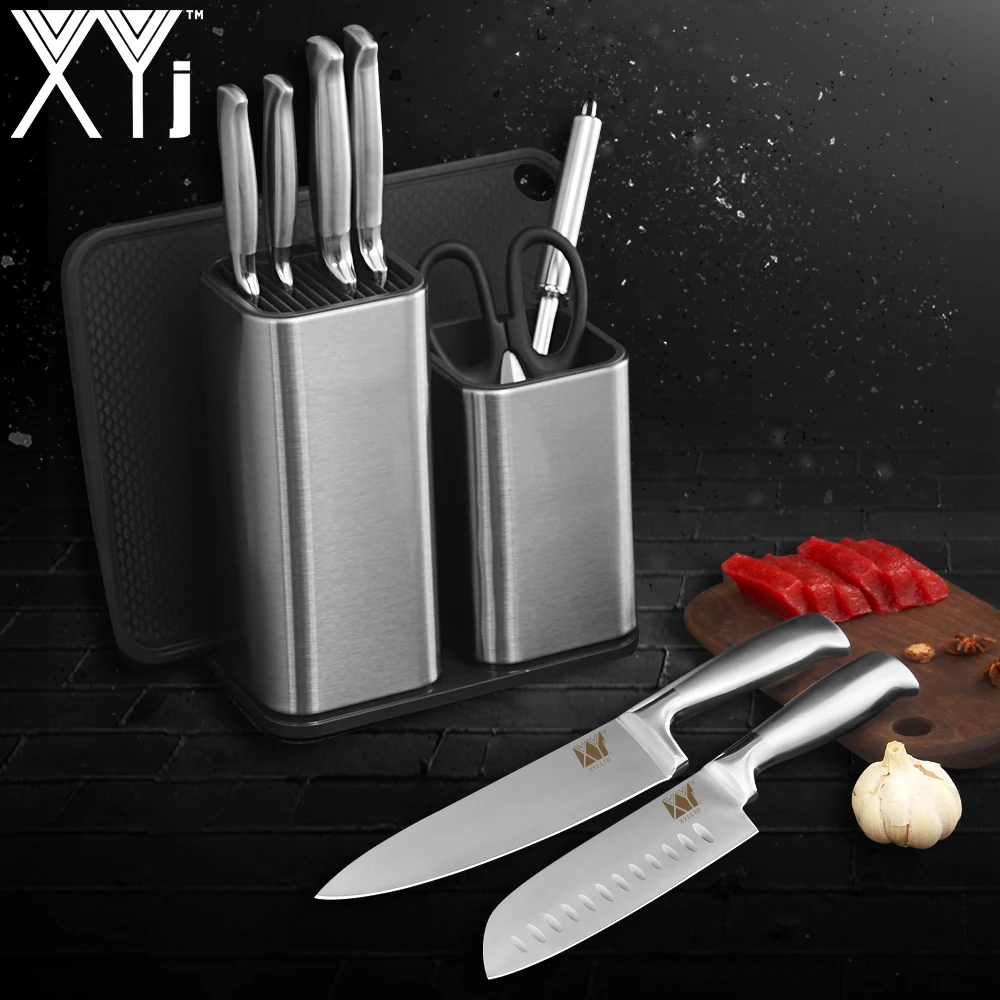 XYj профессиональная подставка для шеф ножей держатель кухонных из нержавеющей