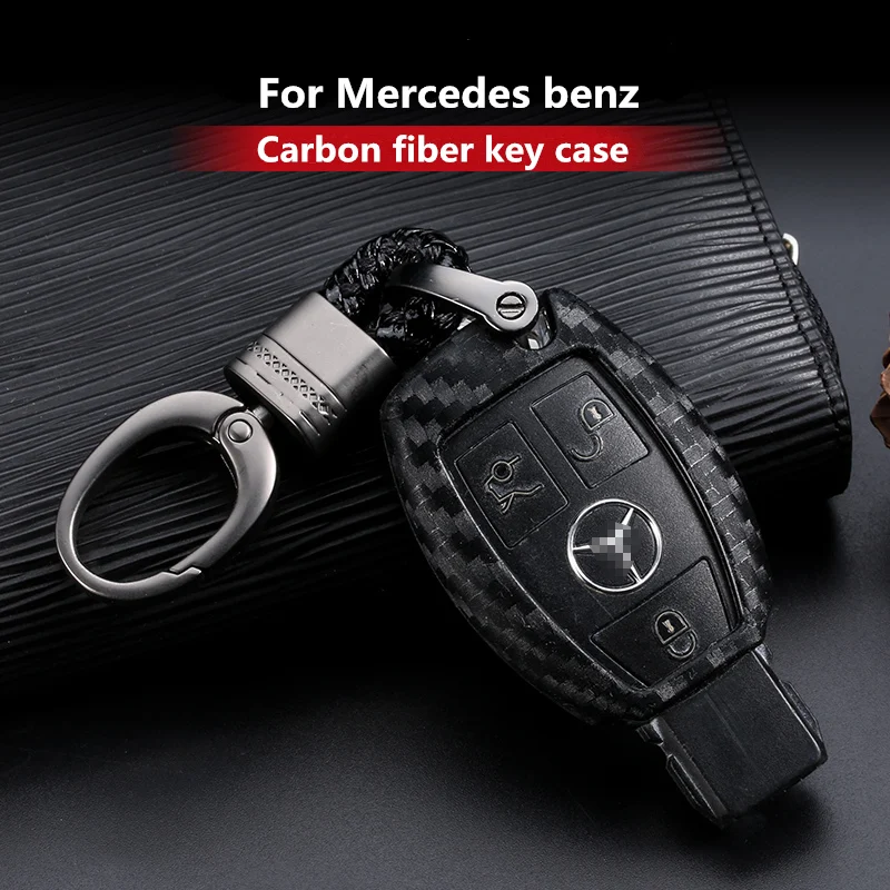 Углеродного волокна из мягкого силикона с узором ключ чехол для Mercedes Benz B200 W203 W210