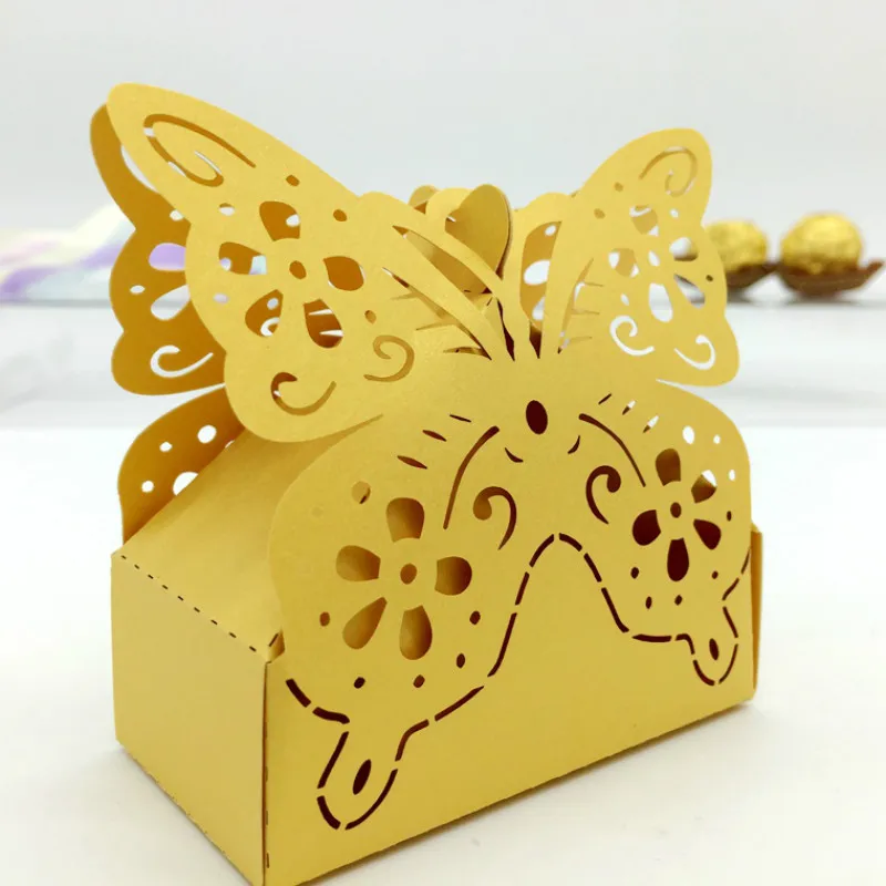 50 шт. лазерная резка свадебные сувениры коробки для конфет Бабочка сделай сам