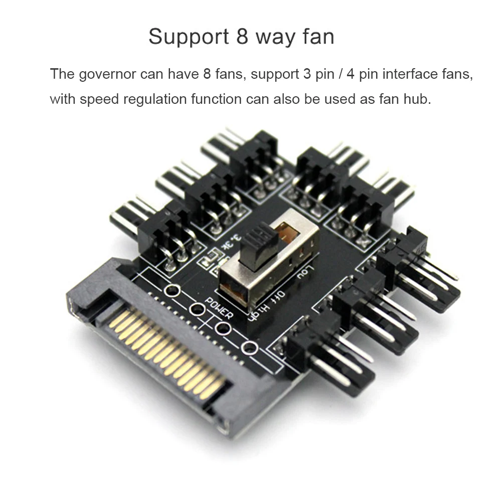 SATA 4pin самоклеющиеся Fan Hub 8-way компьютер аксессуары Professional с Светодиодный
