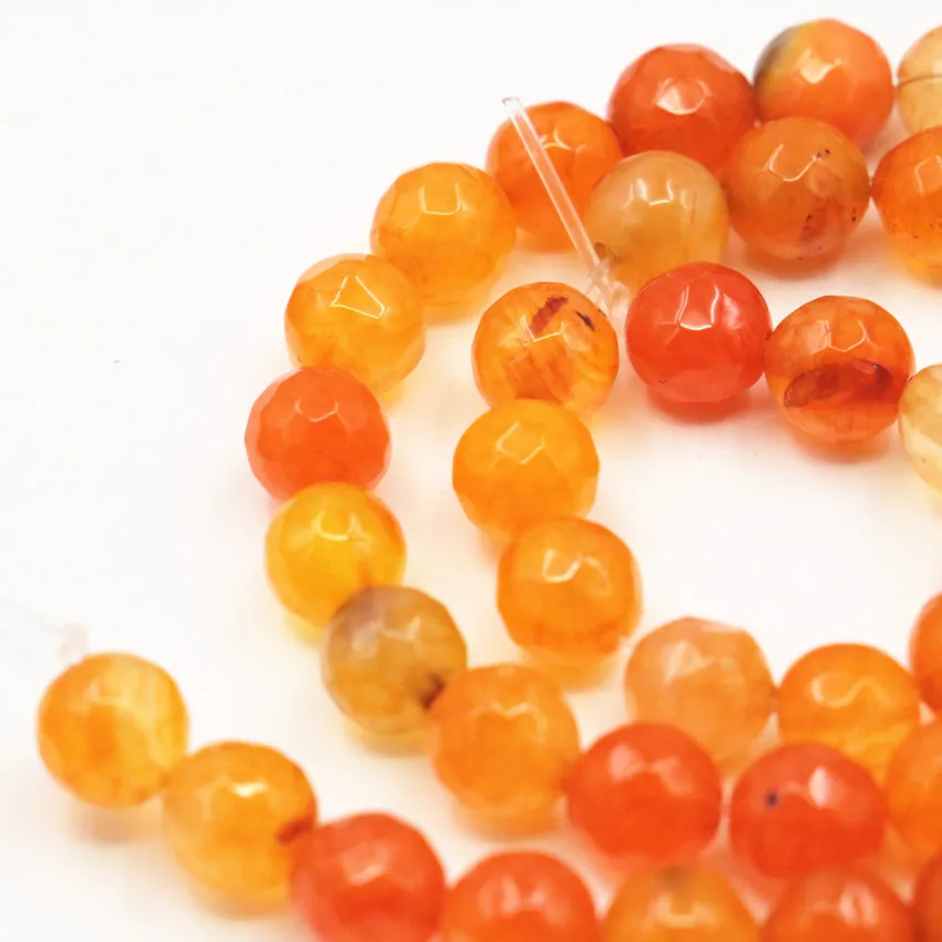 

2PCS Faceted Round Natural Agates Stone Wholesale Onyx Loose Bead Beads 6mm 8mm Carnelian Crafts for Jewelry Making 15inch A360