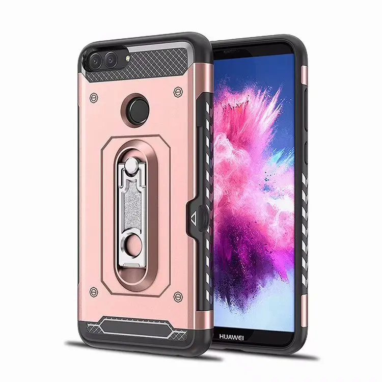 Rose gold Чехол для huawei P Smart Cover, противоударный чехол с подставкой и отделением для карт, мягкий чехол для huawei P Smart, FIG-LX1, LX2, чехол kimTHmall - Цвет: Rose gold