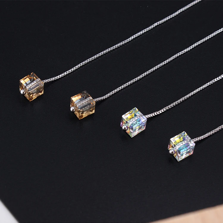 MALANDA Кристалл от Swarovski Квадратные бусины Висячие серьги для женщин серебряная