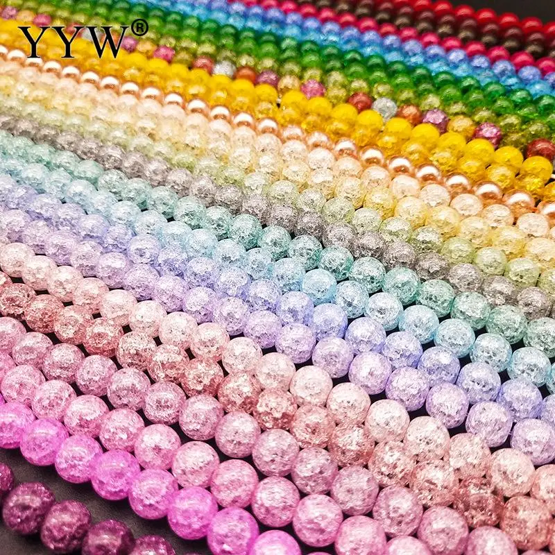 YYW 6/8/10/12 мм круглые стеклянные Хрустальные Разноцветные Бусины Из Кварцевого