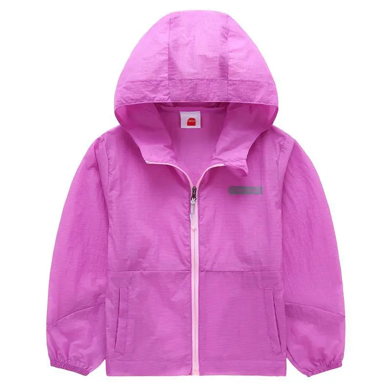 

Summer Waterproof Quick-Drying Child Coat Anti-UV Breathable Lavender Girls Thin Jackets Hooded Kids Outfits For 98-152cm