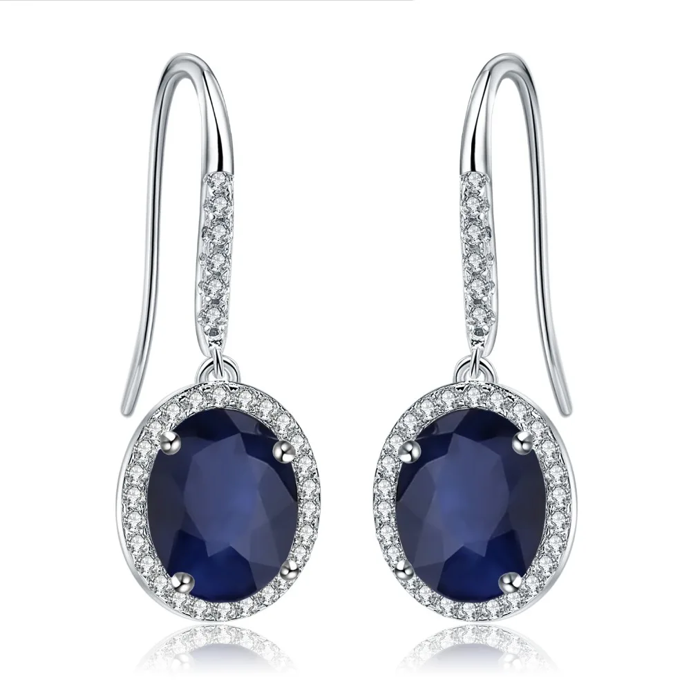 GEM'S BALLET 4.04Ct Натуральный Синий сапфир серьги-подвески с драгоценными камнями 925 пробы серебряные ослепительные серьги для женщин хорошее ювелирное изделие