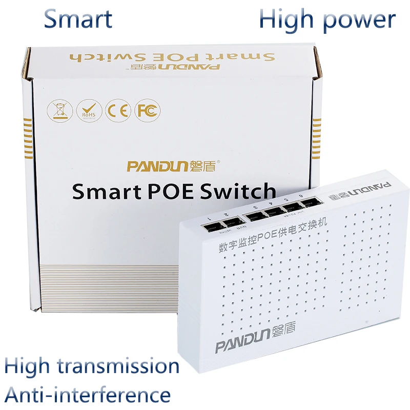 6 (4 + 2) порт стандартный 48 V PoE коммутатор Network 10/100 Мбит/с Smart Ethernet|Аксессуары для CCTV| |