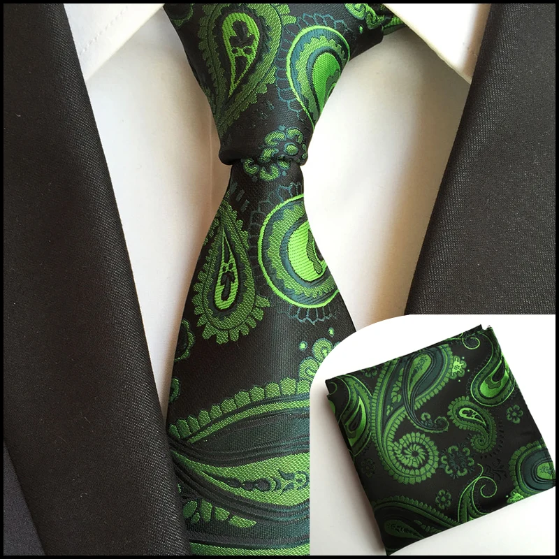 

Tie Wholesale 8cm Fashion Men Ties Set with Pocket Square Unique Paisley Necktie Handkerchief