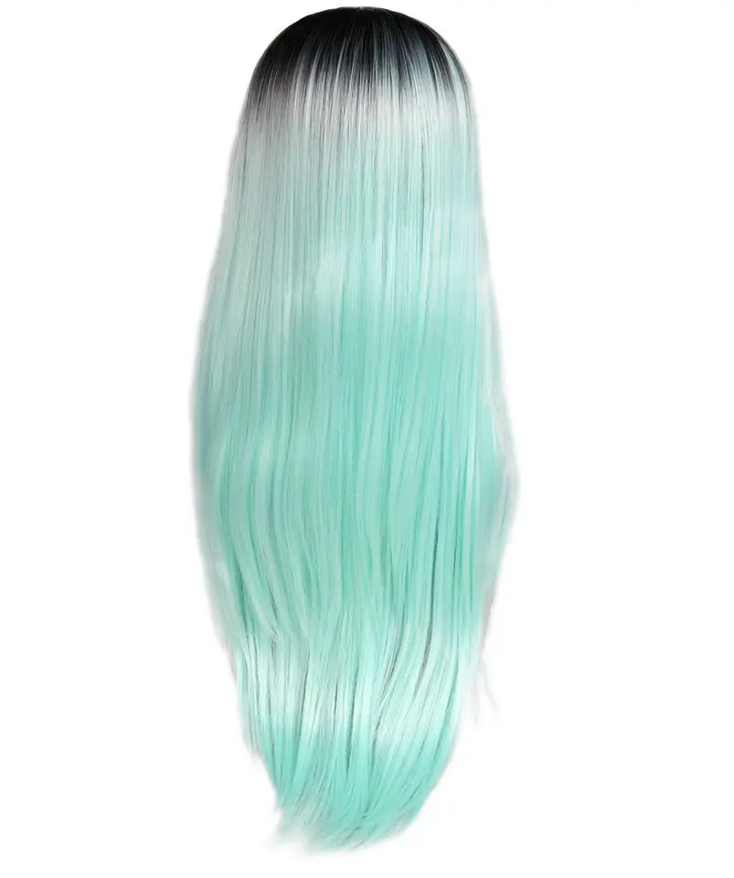 Light Green Wignee Ombre Синий длинные прямые волосы синтетический парик для женщин высокая температура термостойкие ежедневные/вечерние игра трон полный парик - Цвет: Light Green