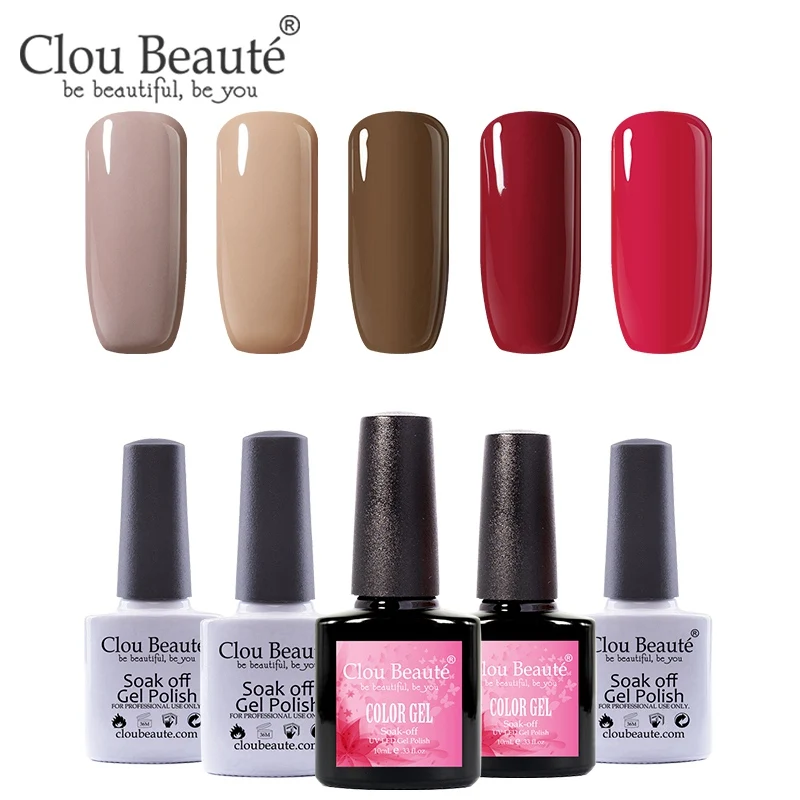 Clou Beaute УФ-гель для ногтей основа и верхнее покрытие лак для ногтей Набор для маникюра геллак Полупостоянный Гибридный праймер гель лак - Цвет: 10ml-07